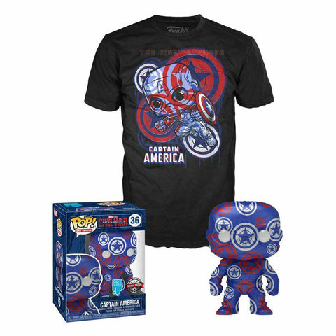 Funko POP! Marvel Captain America ART & Tee T-Shirt (Size L) Exklusiv - STUFFHUNTER