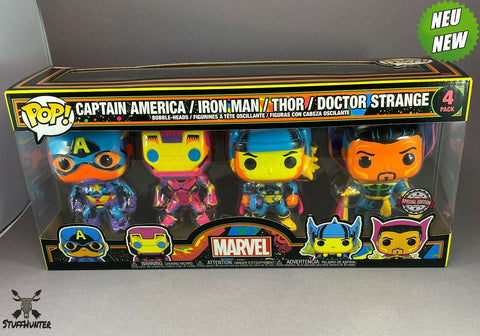 Funko POP! Marvel Captain America Iron Man Thor Doctor Strange – Special Edition Blacklight- NEU - STUFFHUNTER