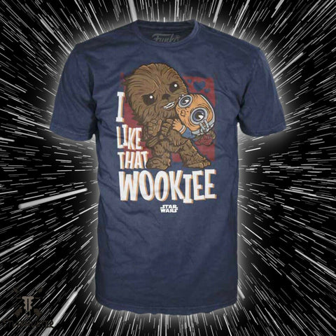 Funko POP! Star Wars T-Shirt - Star Wars I Like That Wookiee (blau) - Size L - STUFFHUNTER