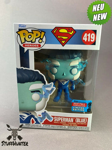 Funko POP! Superman (Blue) # 419 - 2021 Fall Convention Limited Edition - Neu - STUFFHUNTER