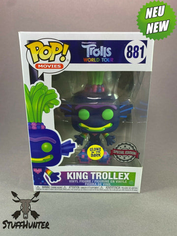 Funko POP! Trolls World Tour KING TROLLEX # 881 - Special Edition Glow - Neu - STUFFHUNTER