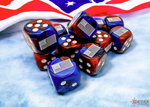 WW2 United States War Dice - 16mm (12) - Gemini Blue-Red / White