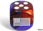 WW2 United States War Dice - 16mm (12) - Gemini Blue-Red / White