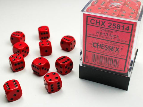 Dice Block - 12mm (36) - Red / Black - STUFFHUNTER