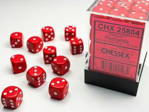 Dice Block - 12mm (36) - Red / White - STUFFHUNTER