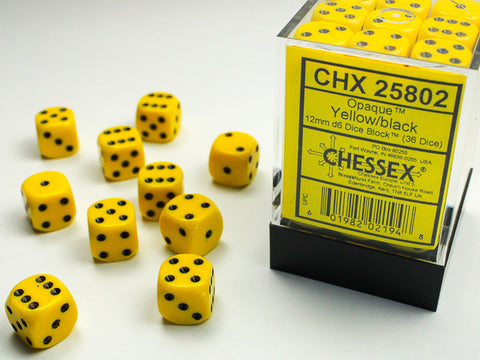 Dice Block - 12mm (36) - Yellow / Black - STUFFHUNTER