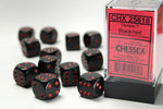 Dice Block Opaque - 16mm (12) - Black / Red - STUFFHUNTER