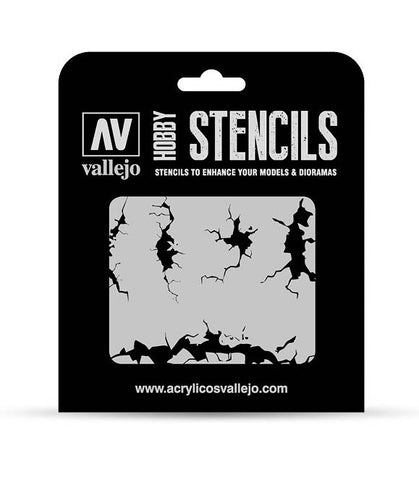 Vallejo Hobby Stencils: Cracked Wall 1/35 125x125mm - STUFFHUNTER