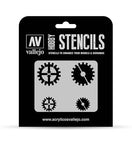 Vallejo Hobby Stencils: Gear Markings 125x125mm - STUFFHUNTER
