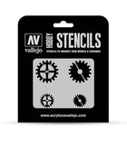 Vallejo Hobby Stencils: Gear Markings 125x125mm - STUFFHUNTER