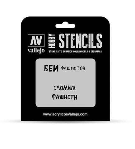 Vallejo Hobby Stencils: Soviet Slogans WWII Num. 1 Markings 1/35 125x125mm - STUFFHUNTER