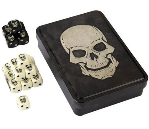 Schädel-Würfelset D6 Würfel in Metallbox - STUFFHUNTER