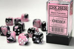 Dice Block Gemini - 16mm (12) - Black-Pink / White - STUFFHUNTER