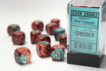Dice Block Gemini - 16mm (12) - Red-Teal / Gold - STUFFHUNTER