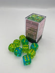 Dice Block Gemini - 16mm (12) - Translucent Green-Teal / Yellow - STUFFHUNTER